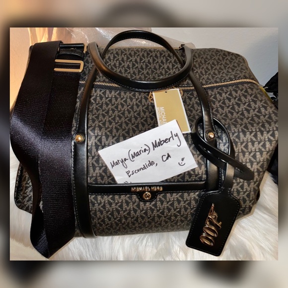 🌺 NWT Michael Kors MMK x 007 Beck XL Metallic Logo Weekender + Free Gifts 🌺 - Picture 2 of 15